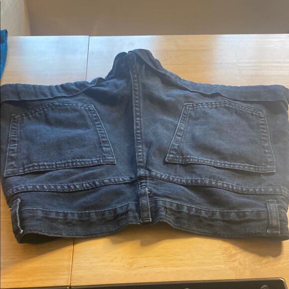 Forever 21 Dark Blue Jean Shorts High-Waisted Cuffed - Picture 3 of 4